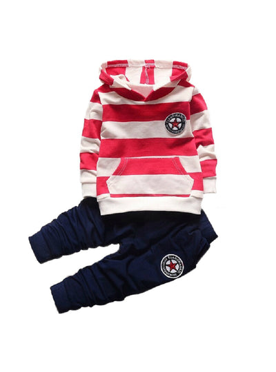 Long Sleeve Striped Hoodies Baby Kids Suits