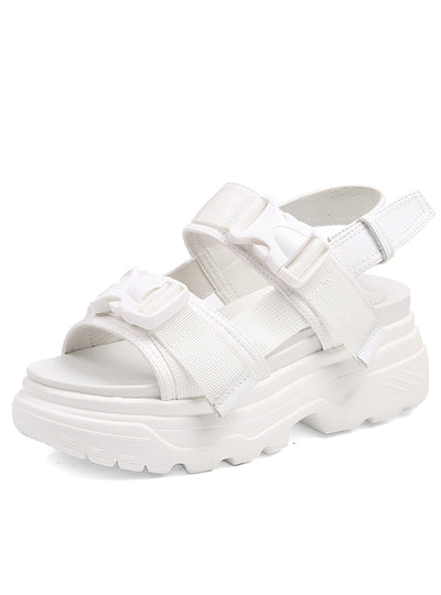 Women Wedge High Heels Shoes Buckle Leather Sandals