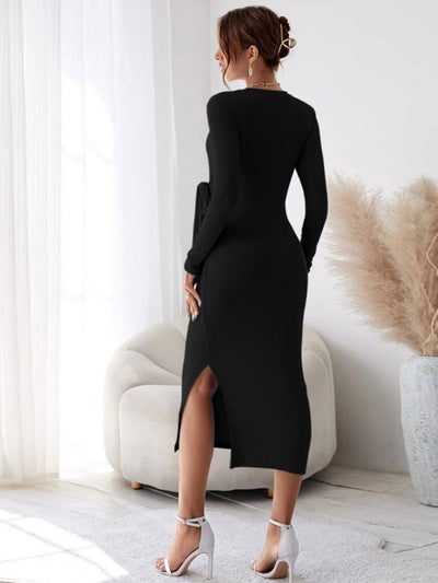 Slim-fit Slit Sexy Long-sleeved Dress