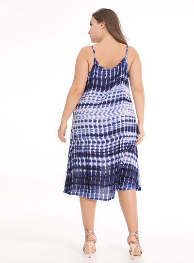 Casual Tie-dyed Suspender Dress