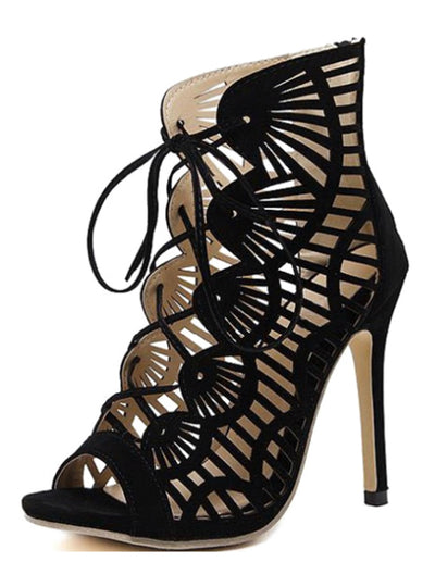 Peep Toe Shoes Lace Up Cut outs Sandals Shoes