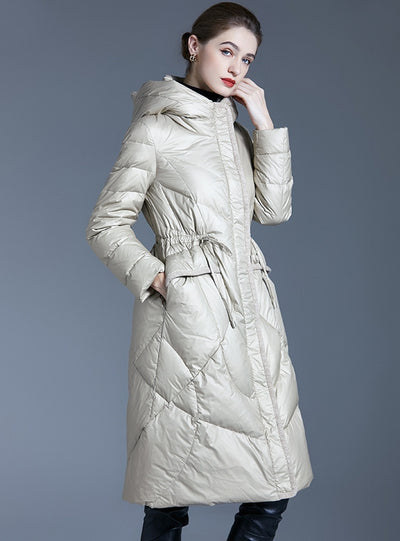 Thick Hooded White Duck Down Jacket