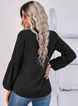 Fashion Pullover Long Sleeve Polka Dot V-neck Shirt