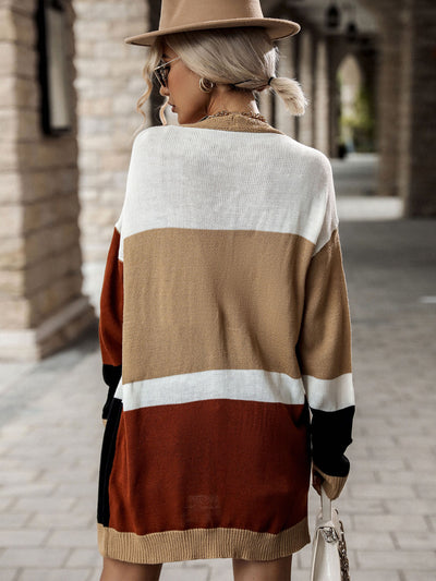 Long-sleeved Stitching Contrast Sweater