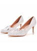 Thin Heel Lace Beaded Wedding Shoes