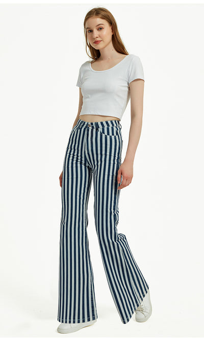 Striped High Waist Wide Leg Pants