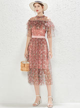 Lotus Leaf Floral Gauze Two-piece Set