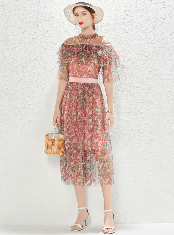 Lotus Leaf Floral Gauze Two-piece Set