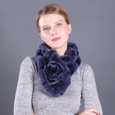 Lotus Leaf Rex Rabbit Fur Scarf Warm Fur Scarf