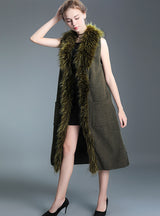 Sleeveless Knitted Cardigan Sweater Coat Fur Shawl