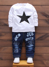 3pcs Cotton Letter Stars Jacket+T-Shirt+Jeans 