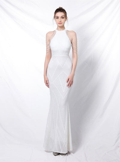 Hook-up Drill Sequined Fishtail Evening Dress