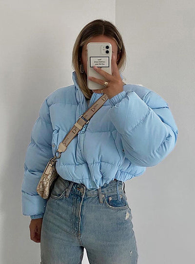 Women Short Puffer Jacket Cotton-Padded Thick