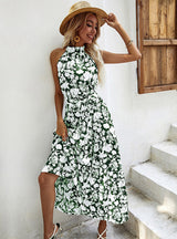 Floral Sling Sleeveless Halter Neck Dress