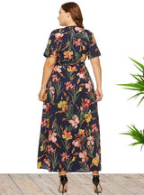 Printed Bohemian V-neck Short Sleeve Beach Dress