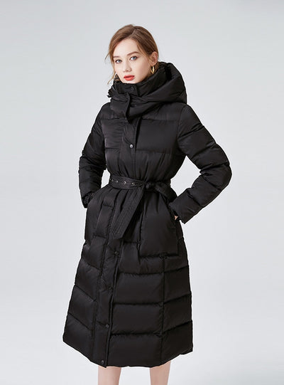 Thickened Thin Hooded White Duck Down Coat