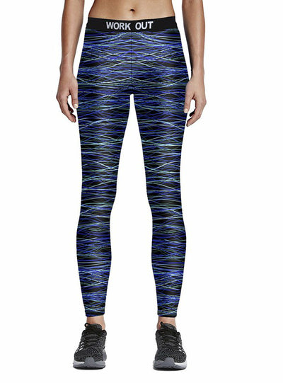 Elastic Slim Fitness Legging Stripe Print Leggings 