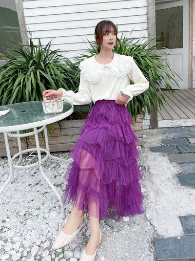 Women Yarn Splicing Cake Skirt