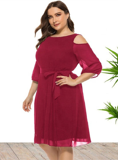 Short Sleeve Chiffon Short Dress