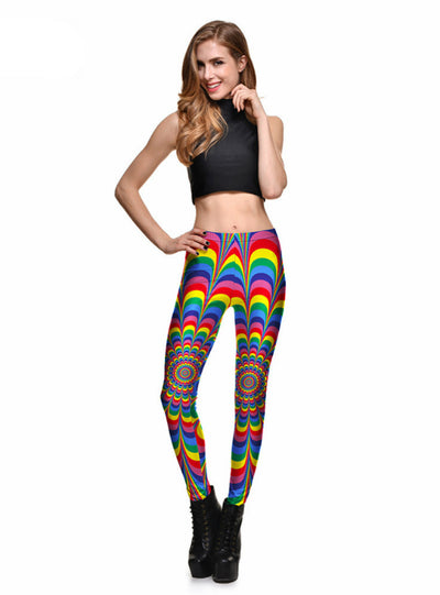Print Fitness Leggings Rainbow Digital Printing Pants