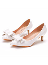 Thin-heeled Bow Pointed Shoes