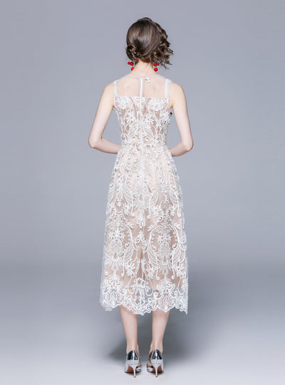 Embroidered Lace Sleeveless Dress
