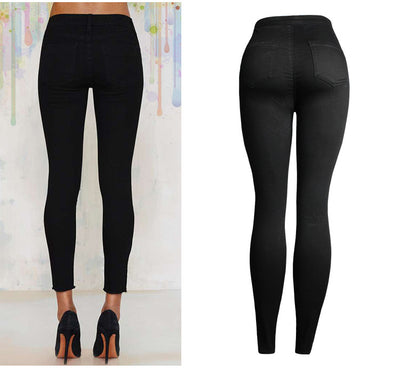 3D Embroidery Ladies' High Waist Jeans