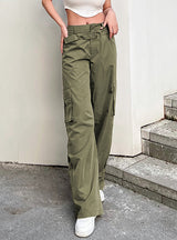 Straight Woven Tooling Pocket Casual Pants