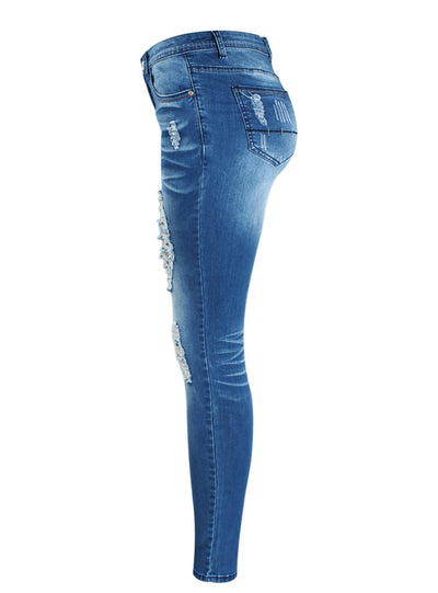 Mid Waist Stretch Skinny Pencil Pants Jeans 