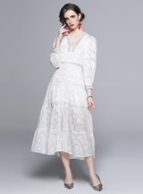 Round Neck Perspective Lace Dress