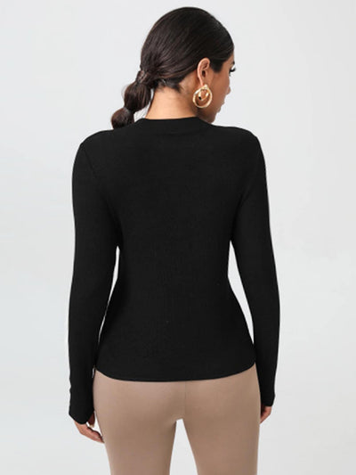 Sexy Hollow Button Round Neck T-shirt