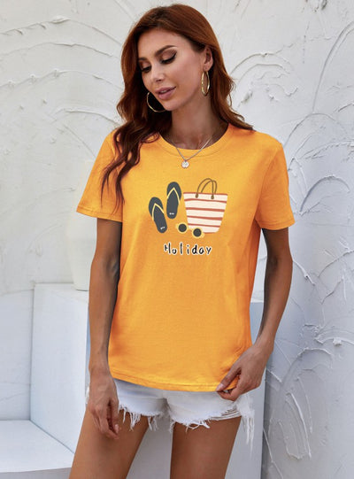 Cartoon Round Neck Top T-Shirt