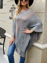 Cashmere Striped Cloak Fringed Pullover Dhawl