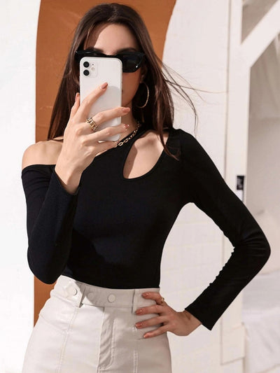 Sexy Hollow Casual Long Sleeve T-shirt Ttop