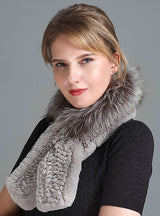 Rex Fur Scarf Women's Knitted Thick Warm