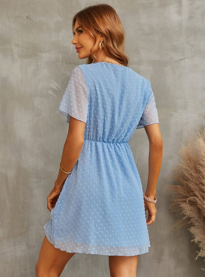 V-neck Lace Polka Dot Dress Middle Dress