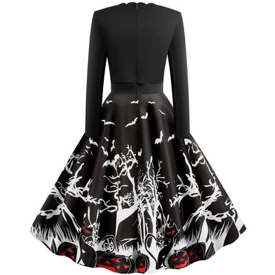Halloween Printed Stitching Dress