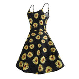 Sunflower Print Adjustable Sling Dress