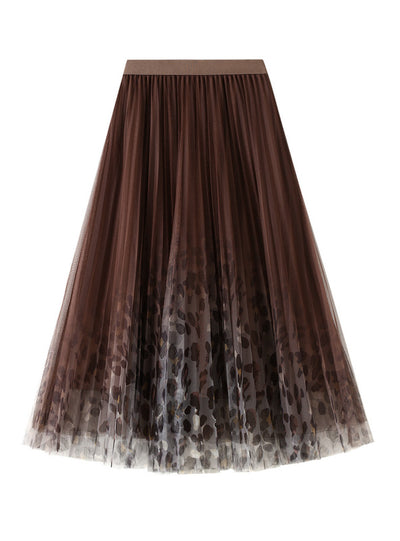Pleated Long Retro Gauze Skirt