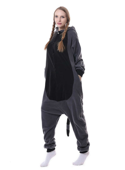 Gray Raccoon Panda Onesie Pajama Animal Sleepwear