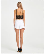 Pure White Loose Elastic Wool Hot Pants