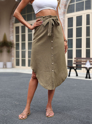 Irregular Cotton linen Lace-up Dress