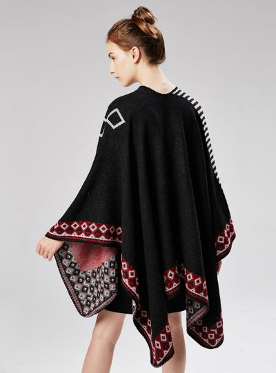 Ladies Fall And Winter Striped Small Diamond Shawl