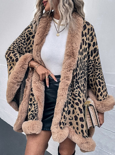 Cape Cardigan Leopard Shawl Cloak