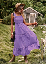 Solid Color Flounced Holiday Sling Dress