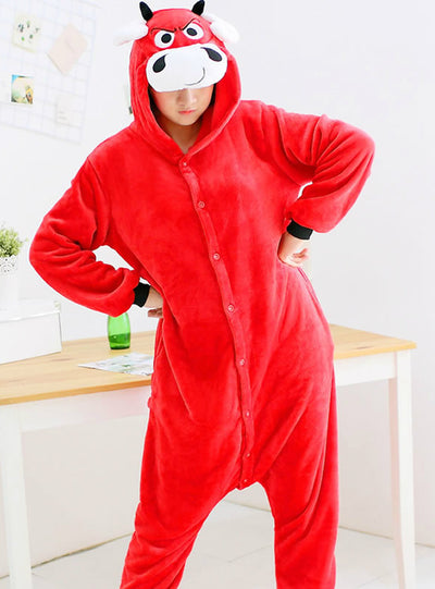 Siamese Pajama Animal Cartoon Cute Red Bull