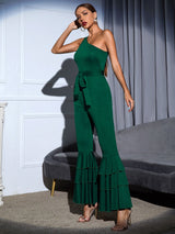 Retro Green Ruffled Jumpsuit