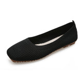 Soft Bottom Square Head Knitted Shoes