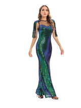 Retro Green Tassel Sequined Dress