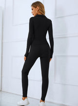 Double-sleeve Zippered Top Tight Sports Suit